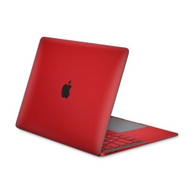 Folie Skin compatibile con Apple MacBook Air 13.6 M2 2022 - Wrap Skin Texture Carbon Geranium Red