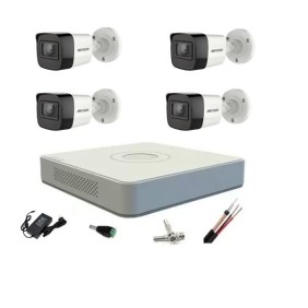 Sistema di sorveglianza professionale Hikvision 4 telecamere 5MP Turbo HD IR 20m