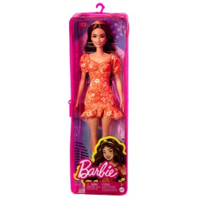 Bambola Barbie Fashionistas - Bruna con vestito rosso