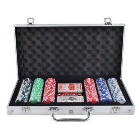 Set da gioco da poker 300 fiches, custodia in metallo e accessori di gioco