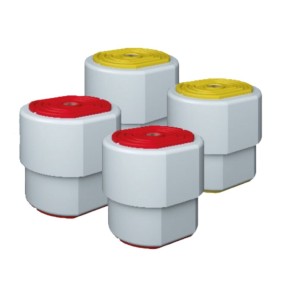 Set 4 antivibranti della gamma Susta+ Colors, unità esterne 24000-60000 BTU, montaggio su console o pavimento, massimo 120 Kg, rosso giallo