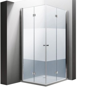 Box doccia, 70x70 cm, vetro di sicurezza 6 mm, parzialmente sabbiato, porte pieghevoli, EGO-26