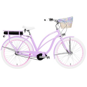 Bicicletta elettrica da donna Jules 3B, Embassy, ​​alluminio, 3 velocità, ruote da 26 pollici, viola, 24 kg