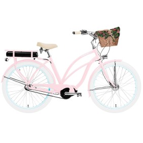 Bicicletta elettrica da donna Baby Powder 7B, Embassy, ​​alluminio, 7 velocità, ruote da 26 pollici, rosa chiaro, 24 kg