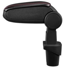 Bracciolo per auto, pro.tec, per VW Touran VW Caddy, similpelle, nero con cuciture rosse - con vano portaoggetti