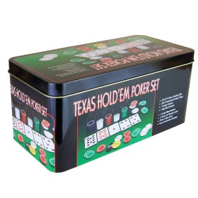 Set da poker Texas Hold'em con 200 fiches, carte da gioco e accessori