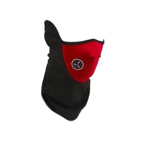 Maschera di protezione dal vento e dal freddo per collo, viso e orecchie, ideale per lo sci, il ciclismo, la corsa, unisex, nera con rosso