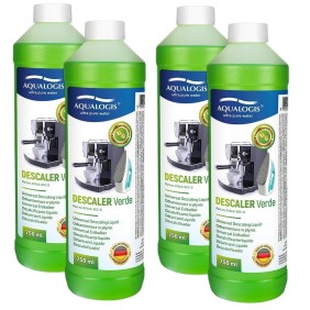 Set 4 flaconi di soluzione decalcificante per macchine espresso, Aqualogis, Verde, Compatibilità universale, 750 ml