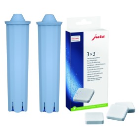 Kit di manutenzione compatibile con Jura, macchina per caffè espresso Aqualogis, 2 filtri AL-Blue, 9 compresse decalcificanti Jura