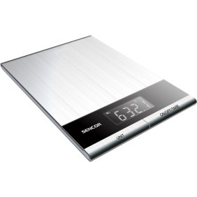 Bilancia da cucina Sencor SKS 5305, Superficie in acciaio, Peso massimo supportato 5 kg, Schermo LCD, Argento