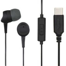Cuffie con microfono, Hama Sea, USB-C, in-ear, cablate, USB-C, altoparlanti da 10 mm, 20 Hz - 20 kHz, 95 dB, microfono, cavo da 1,2 m, nero
