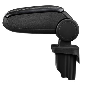 Bracciolo per auto, pro.tec, per BMW E46, similpelle, nero con cuciture bianche - con vano portaoggetti