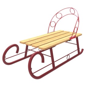 Slitta Con Schienale Smontabile In Metallo, Grande Publicite, 2 persone, sedile in legno