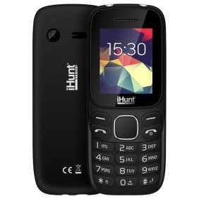 Telefono cellulare iHunt i4 2021, display da 1,8 pollici, DualSIM, 2G, radio FM, Bluetooth, RO-Alert Active, torcia elettrica, batteria 800mAh, Nero