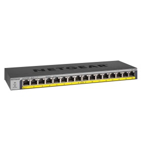 Switch NetGear ProSAFE GS116PP, 16 x 10/100/1000 Mbps Gigabit Ethernet POE/POE+ 183 W, montaggio su tavolo/parete/rack, protezione a vita ProSAFE