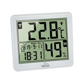 Termometro digitale a minuti, 5 funzioni, termometro, igrometro, ora/data, sveglia, retroilluminazione