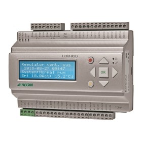 Controller elettronico Regin configurabile con comunicazione, Exigo HCA151-DW-3, riscaldamento 15 ingressi - uscite, comunicazione TCP/IP, MODBUS, Bacnet, WebServer integrato, con display