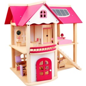 Casa delle bambole in legno 37,5x55x52,50 cm