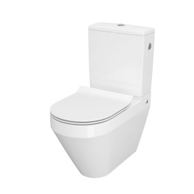 WC Crea Cersanit compact Back-To-Wall, Clean ON, ovale + WC Slim lido, caduta lenta e smontaggio rapido (serbatoio separato)