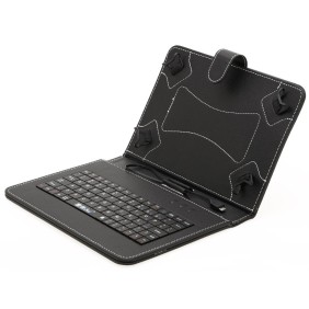 Custodia per tablet MRG® L-298 da 7 pollici con tastiera micro USB, nera