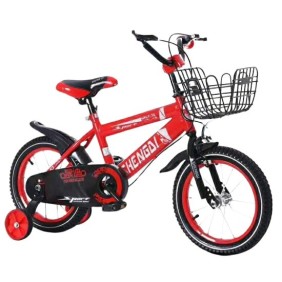 Bicicletta Go Kart Sport Premium per ragazzi, misura 16 pollici, per bambini da 4 a 7 anni, ruote ausiliarie, parafanghi, cestino per giocattoli, campanello rosso