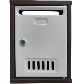 Cassetta postale in acciaio verniciato marrone/panna, dimensioni 260 x 195 x 75 mm
