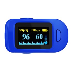 Pulsossimetro Accurate FS20C, bianco-blu, misura la saturazione di ossigeno nel sangue e la frequenza del polso, 4 posizioni di lettura del testo, sensore di precisione