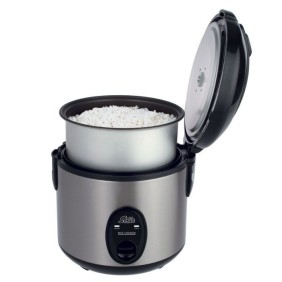 Cuociriso Solis, Rice Cooker Compact, capacità 0,8 litri, funzione mantenimento in caldo, arresto automatico, per tutti i tipi di riso, accessori inclusi, argento