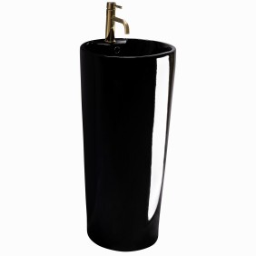 Lavabo da appoggio Ego-Blanka nero, 40x40 cm, ceramica sanitaria, con foro per rubinetto e troppopieno