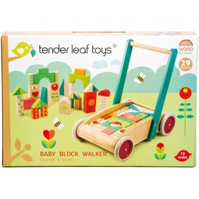 Giocattolo da spingitore Tender Leaf Toys - Carrello Block, 29 pezzi