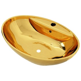 Lavabo da bagno, vidaXL, Ceramica, 58,5 x 39 x 21 cm, Oro
