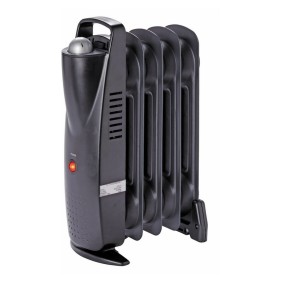 Mini radiatore ad olio 500w, 5 elementi, termostato regolabile, nero