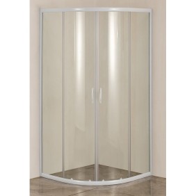 Box doccia semitondo Kroner Ecoround 79CD4001, 2 ante scorrevoli, vetro di sicurezza, 4mm, vetro trasparente, profilo bianco, L.90xL.90xH.180 cm