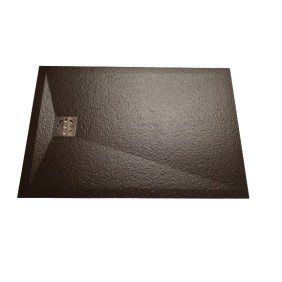 Piatto doccia in composito 100 x 160 cm con sifone di scarico e griglia in acciaio inox, Kompotech, Terra Stone
