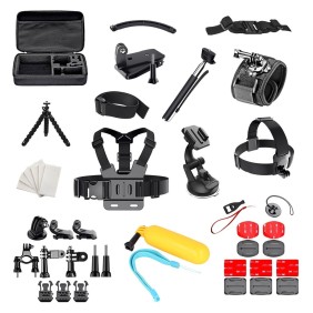 Set di 50 accessori per GoPro, SJCAM, borsa per il trasporto inclusa