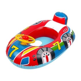 Salvagente per nuoto con maniglia e sedile, a forma di automobile, con volante, 60 x 40 cm, multicolore