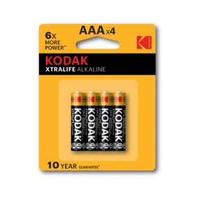 Set di 4 batterie alcaline Kodak xtralife aaa lr03 1,5v