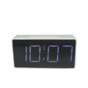 Orologio multifunzione dal design minimalista, termometro modello 8039, sveglia, snooze, batterie/presa, bianco
