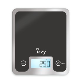 Bilancia da cucina Izzy, display LCD, funzione country, 10 kg, argento
