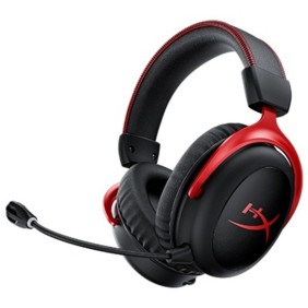 Cuffie da gaming wireless HyperX Cloud II, DTS Headphone:X Spatial Audio, 2,4GHz, autonomia fino a 30 ore, microfono staccabile con cancellazione del rumore e LED, nero/rosso