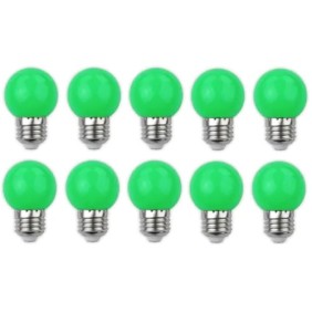 Set di 10 lampadine LED decorative G45 3 W, E27 verde