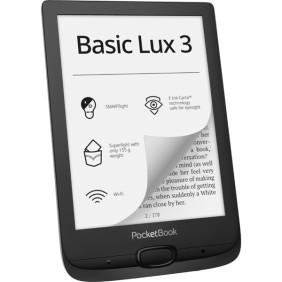 Lettore eBook PocketBook Basic Lux3 PB617, schermo E Ink Carta™ da 6", 212 dpi, slot 8GB+microSD, SMARTlight, WiFi, nero