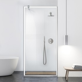 Parete doccia walk-in Aqua Class ® INOX, modello Frame bianco, vetro di sicurezza trasparente, 90x195 cm