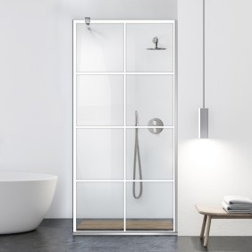Parete doccia walk-in Aqua Class ® INOX, modello Mode bianco, vetro di sicurezza trasparente, 60x195 cm