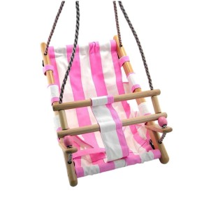 Altalena per bambini, Strend Pro Fumiko Pink, portata 70 Kg, corda, legno e tessuto