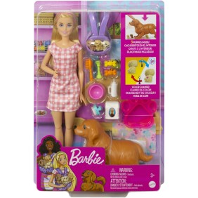 Set da gioco Barbie - Bambola con cagnolino e gallina
