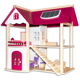 Casa delle bambole con mobili, AmbiLife, legno, 55x36x53 cm, montaggio in 6 passaggi, AmbiLife