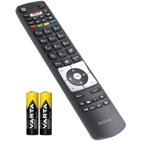 Telecomando TV compatibile Hitachi, RC5118, Horizon, Finlux, Bush, Luxor, nero, batteria inclusa