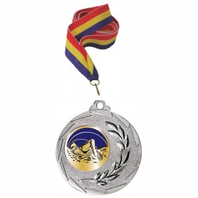 Medaglia d'argento per il nuoto con cordone tricolore da 11 mm