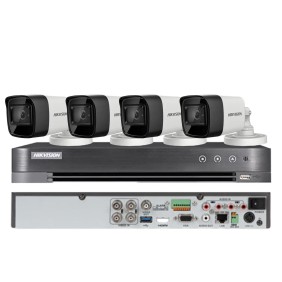 Sistema di sorveglianza Hikvision 4 telecamere 4 in 1, 8MP, obiettivo 2,8mm, IR 30m, DVR 4 canali 4K 8MP